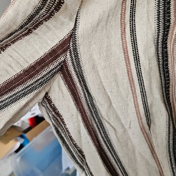 NYCC Linen Blend Striped Blazer Jacket M Roll Tab Sleeves - Picture 4 of 8